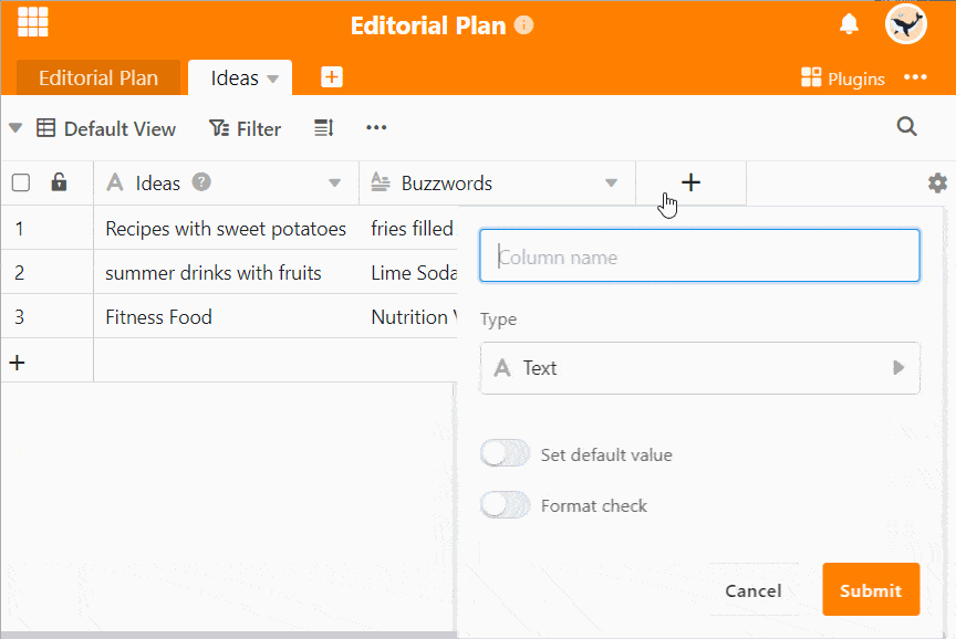 The e-mail column and its use