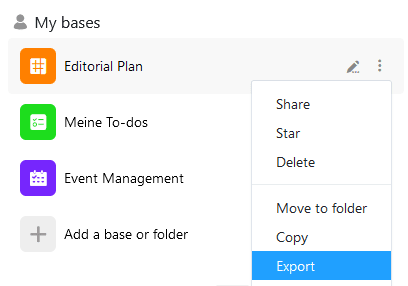 Base de exportación