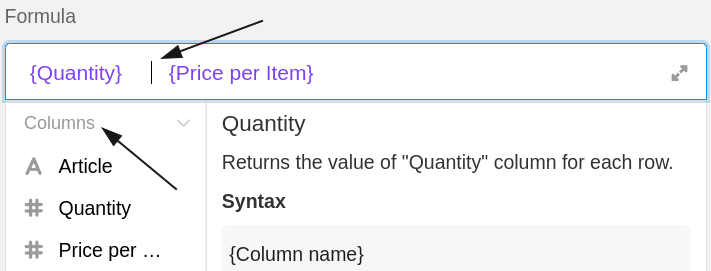 Cuando haga referencia a nombres de columnas en sus tablas, enciérrelos siempre entre llaves