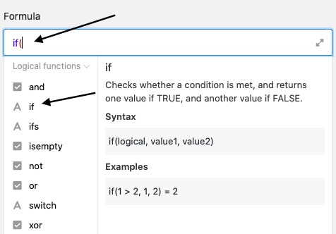 Добавление оператора If к формуле