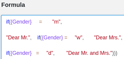 Spaces and line breaks can be set almost arbitrarily in the formula wizard. The only exception are functions.