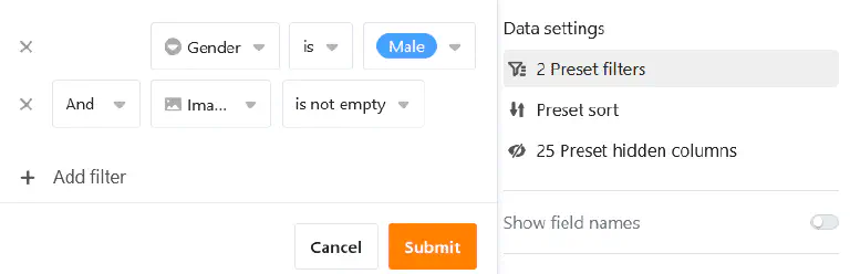 Добавление фильтра на страницы галереи в приложениях
