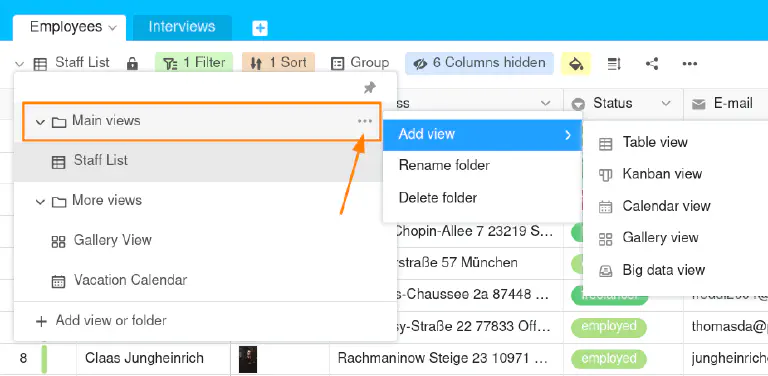 options for view folders