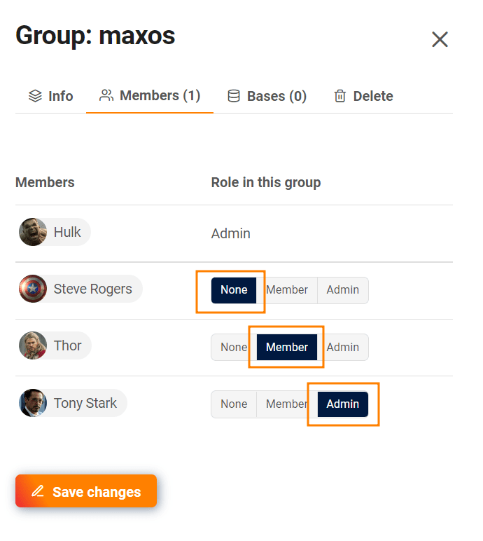 Gestionar los miembros del grupo en la administración del equipo