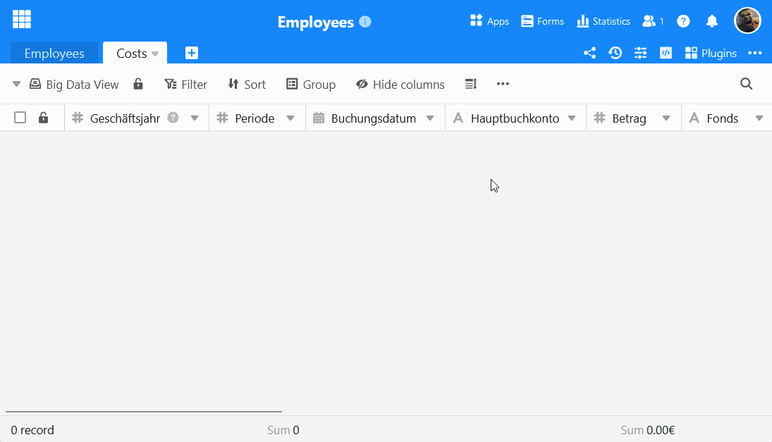 Importer une feuille de calcul Excel dans une vue Big Data