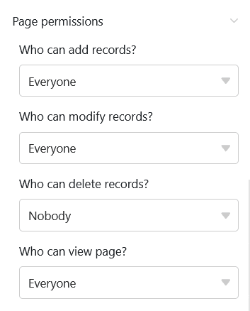 Полномочия для страниц канбан