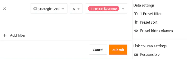 Adicionar filtro às páginas kanban nas Aplicações Universais