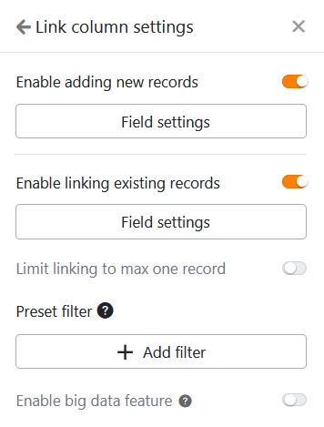 Ligar definições de coluna em páginas de tabela nas Aplicações Universais