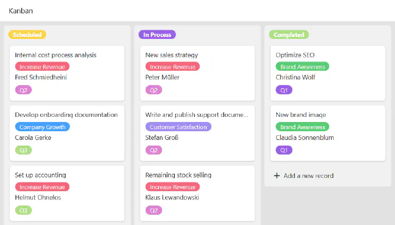 Páginas Kanban en aplicaciones universales
