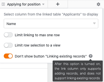 Setting to prevent linking of existing records