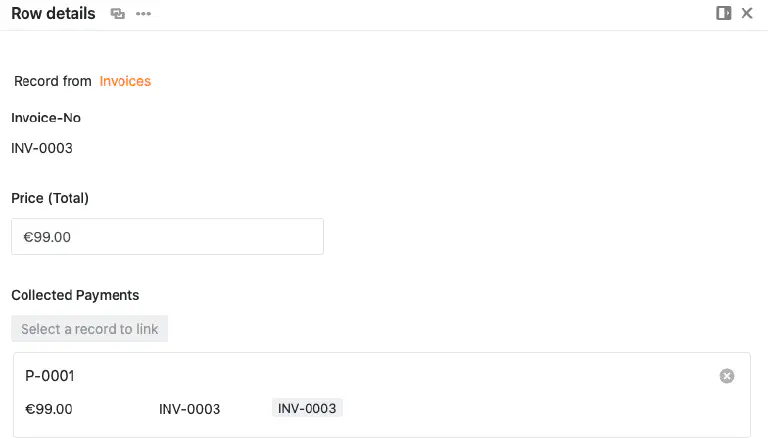 Mit einem Klick auf den verlinkten Eintrag lassen sich die Inhalte der verlinkten Spalte in der anderen Tabelle einsehen.