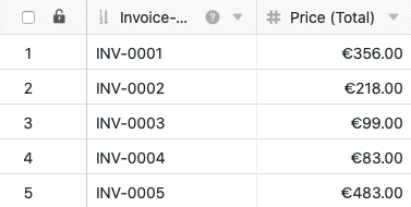 Beispiel-Tabelle “Invoices”