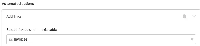 Auswahl der Spalte, in welche die verlinkten Einträge hinzugefügt werden