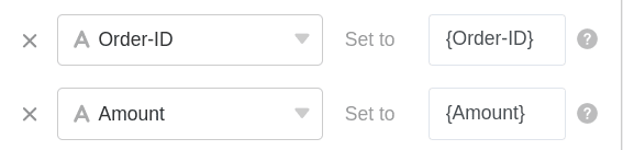 Definition of the values that are automatically added to the table when the automation is triggered