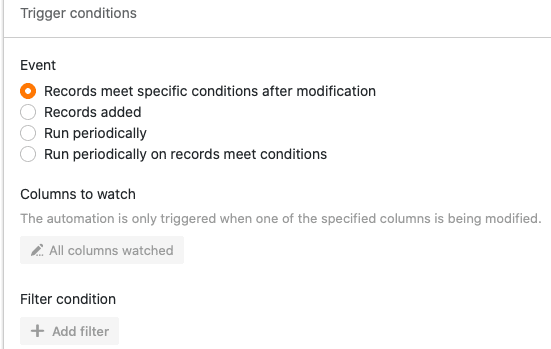 Trigger events basically available for selection