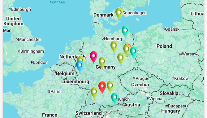 Отображение местоположений на карте
