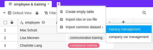 Crear una nueva tabla con un registro común
