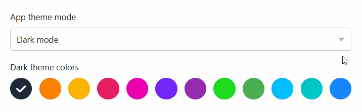 Modo y color del tema de la aplicación