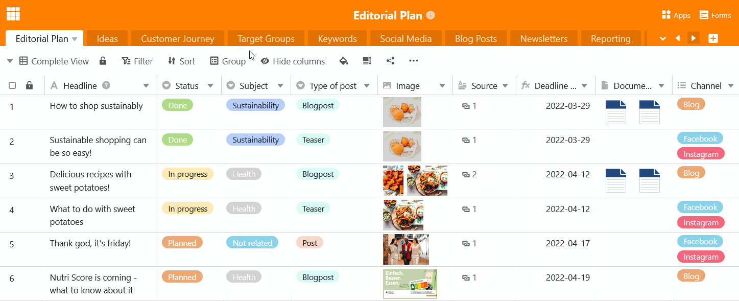 Move tables in the base header