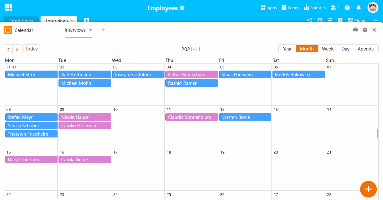 Crear una nueva entrada de calendario en el complemento de calendario