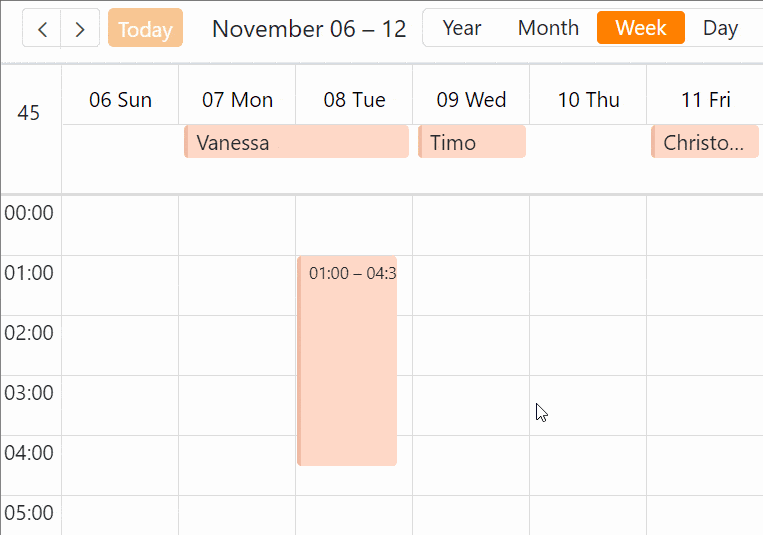 Crear nuevas entradas de calendario en el complemento de calendario