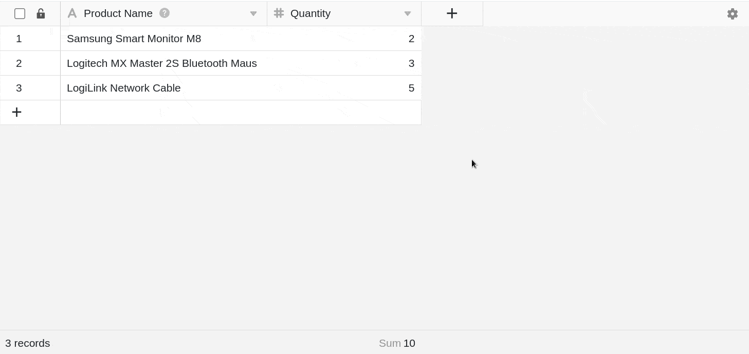 Adding a column of numbers