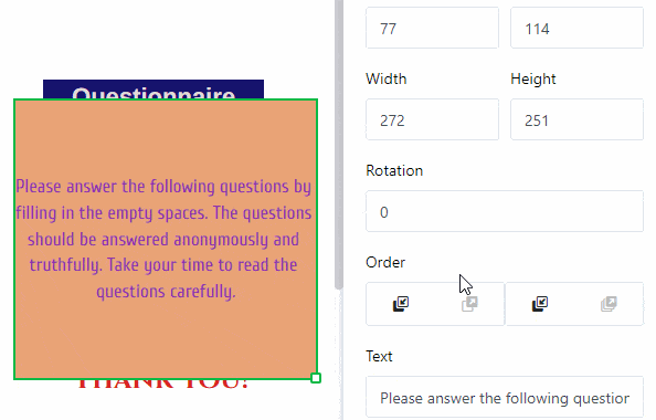 Change static text order