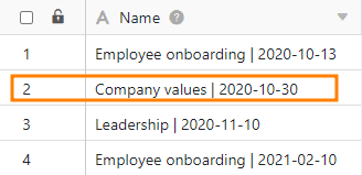 Second entry of the table used for the page plugin