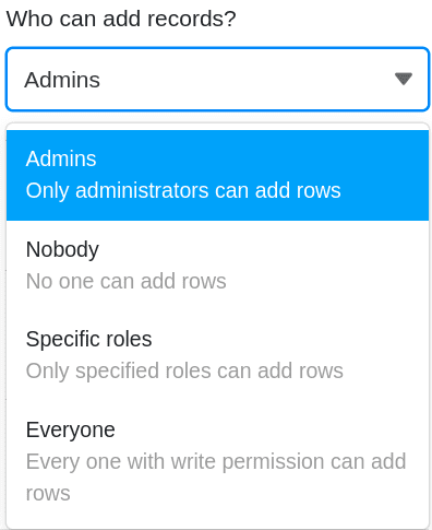 Options disponibles pour l’autorisation des pages Qui peut voir la page ?