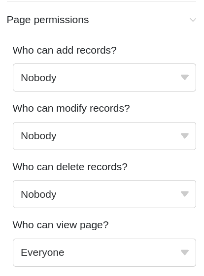 Définition des autorisations des pages