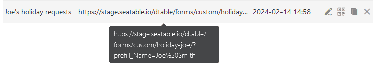 Custom form link with prefilled value