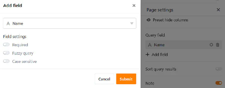 Добавьте поля на страницы запросов