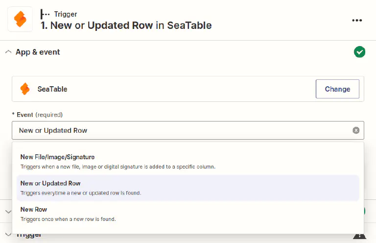 Elija el evento Zapier que más le convenga