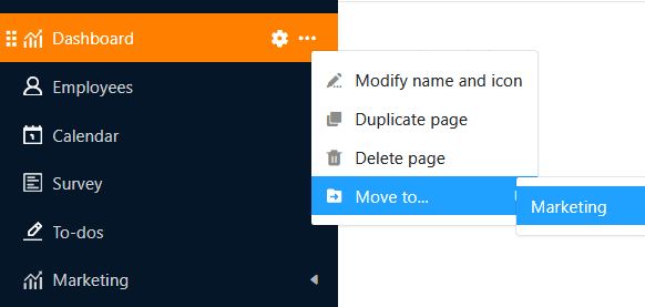 Mover página a carpeta en Universal Apps