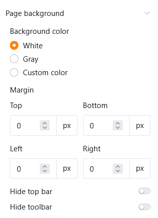 Configuración del fondo de página de las páginas del tipo Registro de datos único