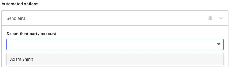 Auswahl eines E-Mail-Kontos für den Versand