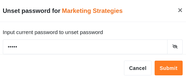 Introducción de la contraseña base actual para la cancelación