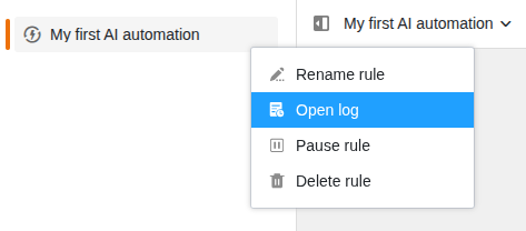 Ausführungslog einer KI-Automation