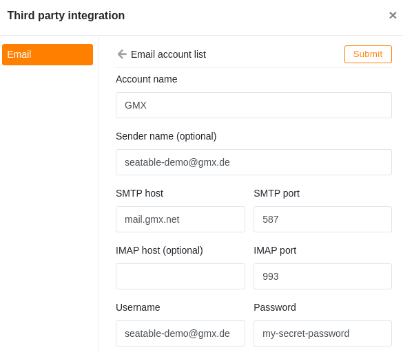 SMTP settings from GMX