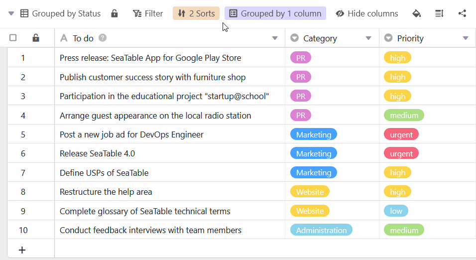 Изменение порядка сортировки колонки с одним выбором