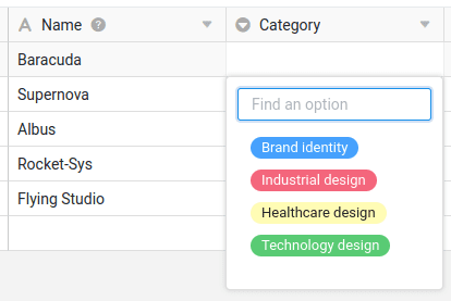Поле с одним выбором в SeaTable