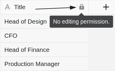 Los miembros del grupo no tienen permiso para editar las celdas de la columna con esta configuración