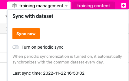 Manual synchronization of a common dataset