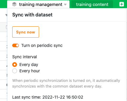 Periodic synchronization of a common dataset