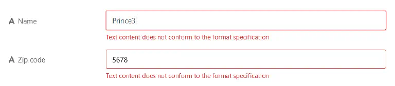 Comprobación de formato en la página de tablas