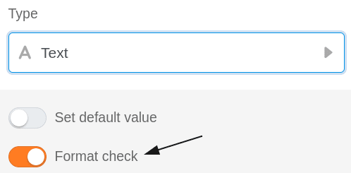 Activation of the validation of the input of text columns