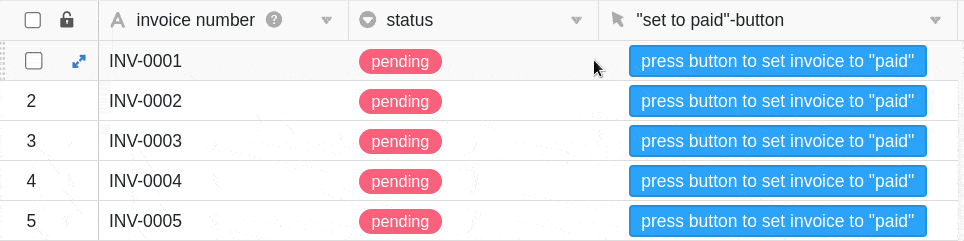 Triggered action in the button application example