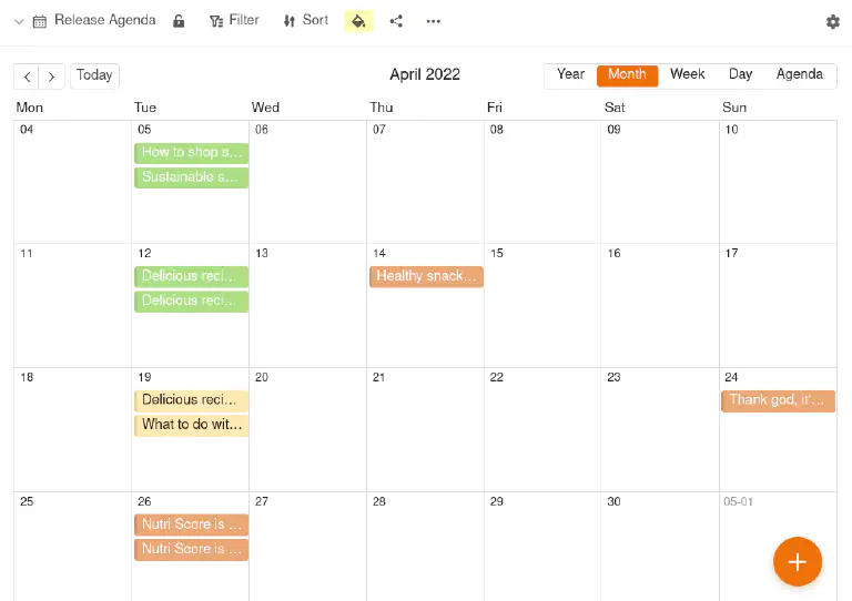 añadir un nuevo registro en la vista de calendario