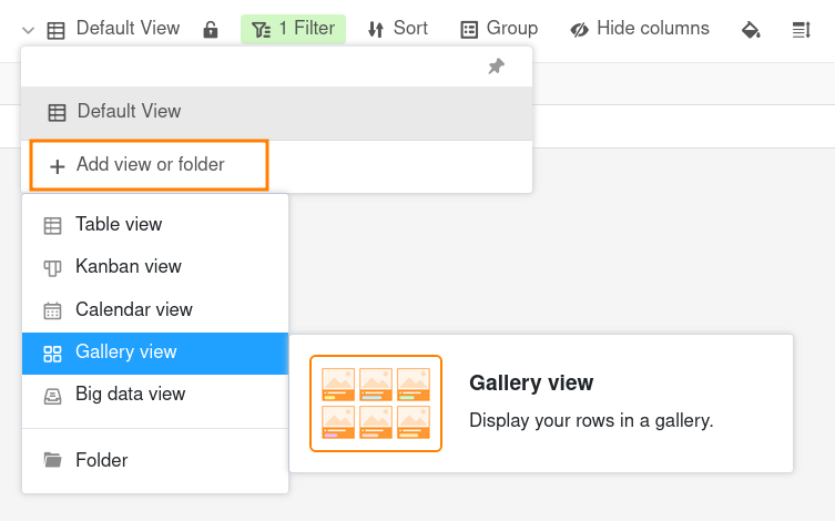 crear una vista de galería