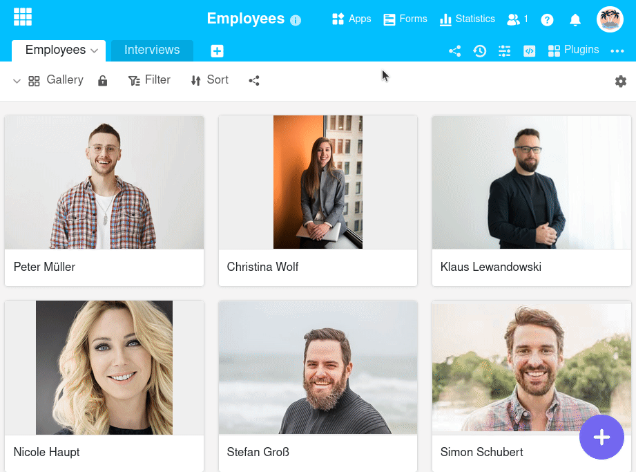 Modo de pantalla completa en la vista de galería